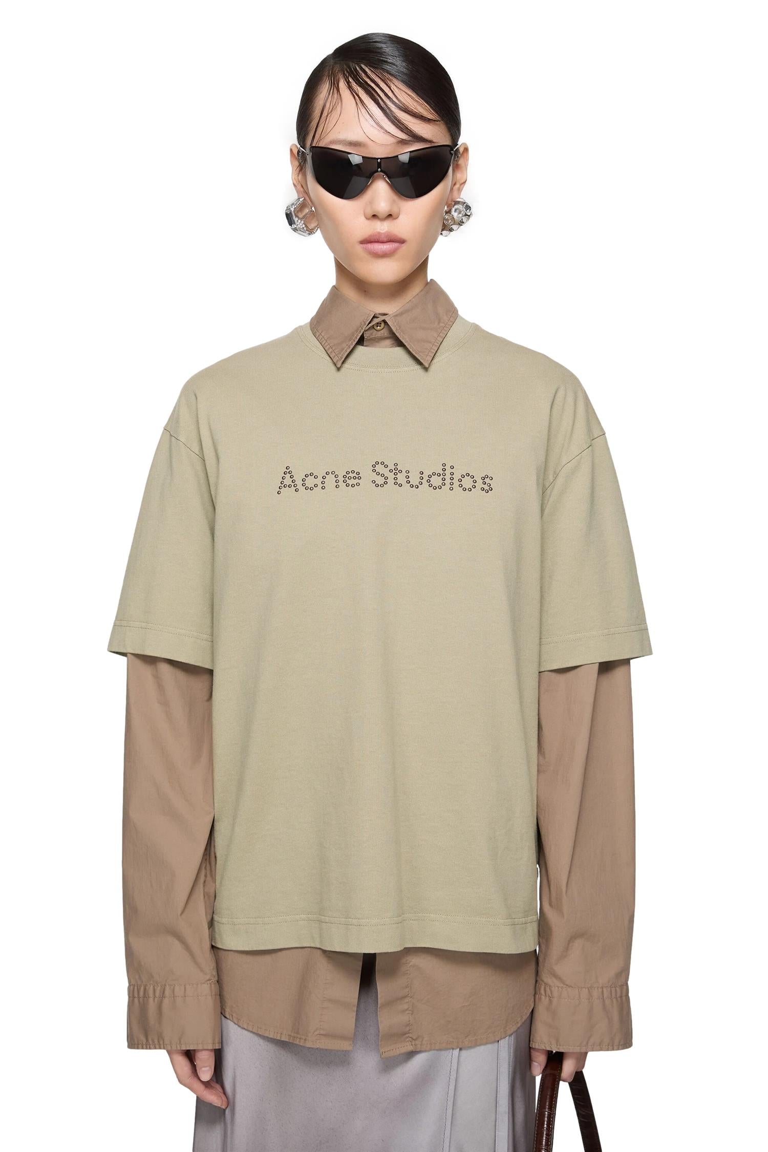 Acne Logo Tee T-shirt Sand - modostore.no