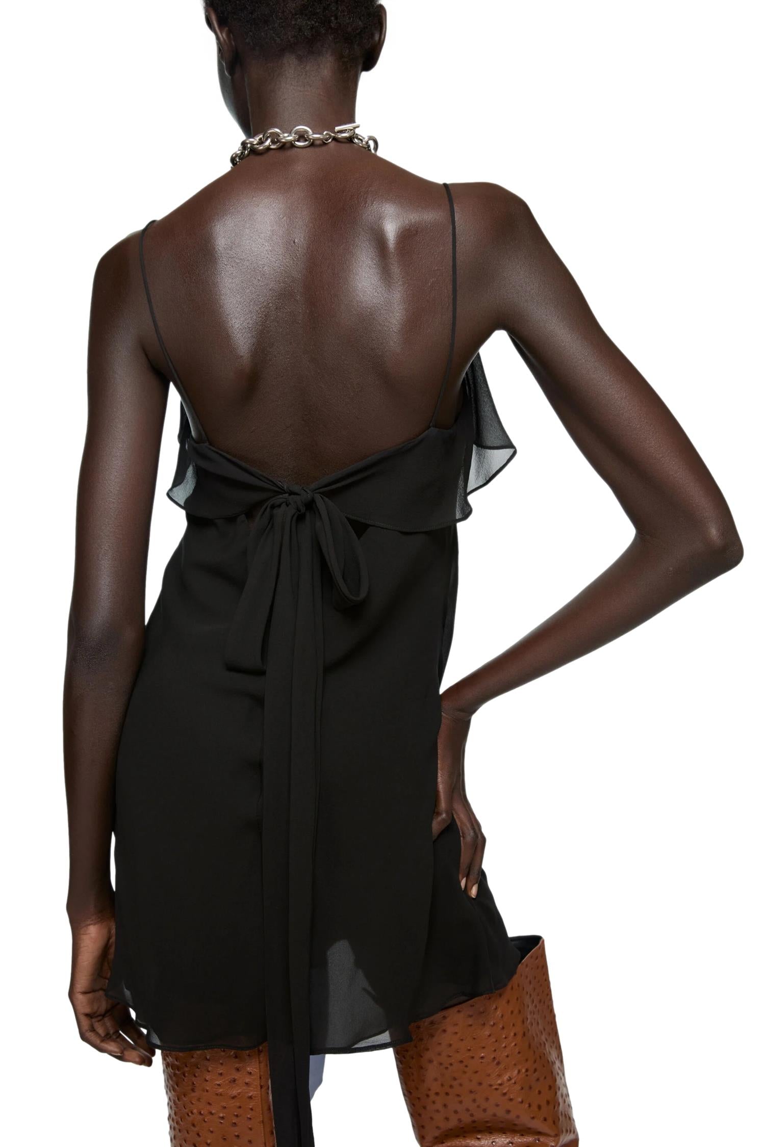 Acne Silk Dress Kjole Sort - modostore.no