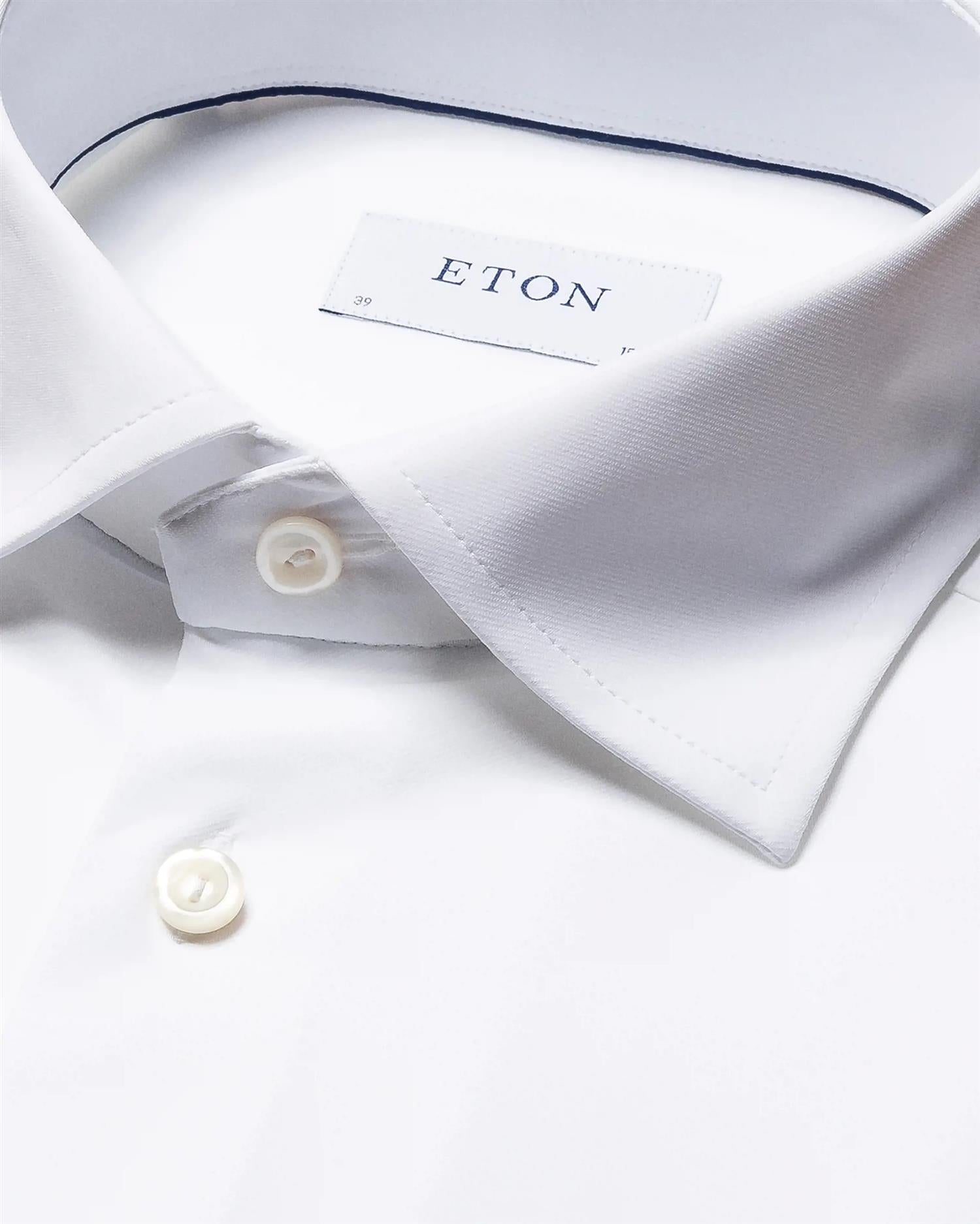 Eton White Four-Way Stretch Shirt Skjorte Hvit