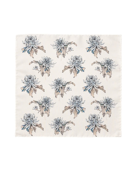 Eton Flower Oxford Silk Pocket Square Pyntetørkle Hvit Mønster
