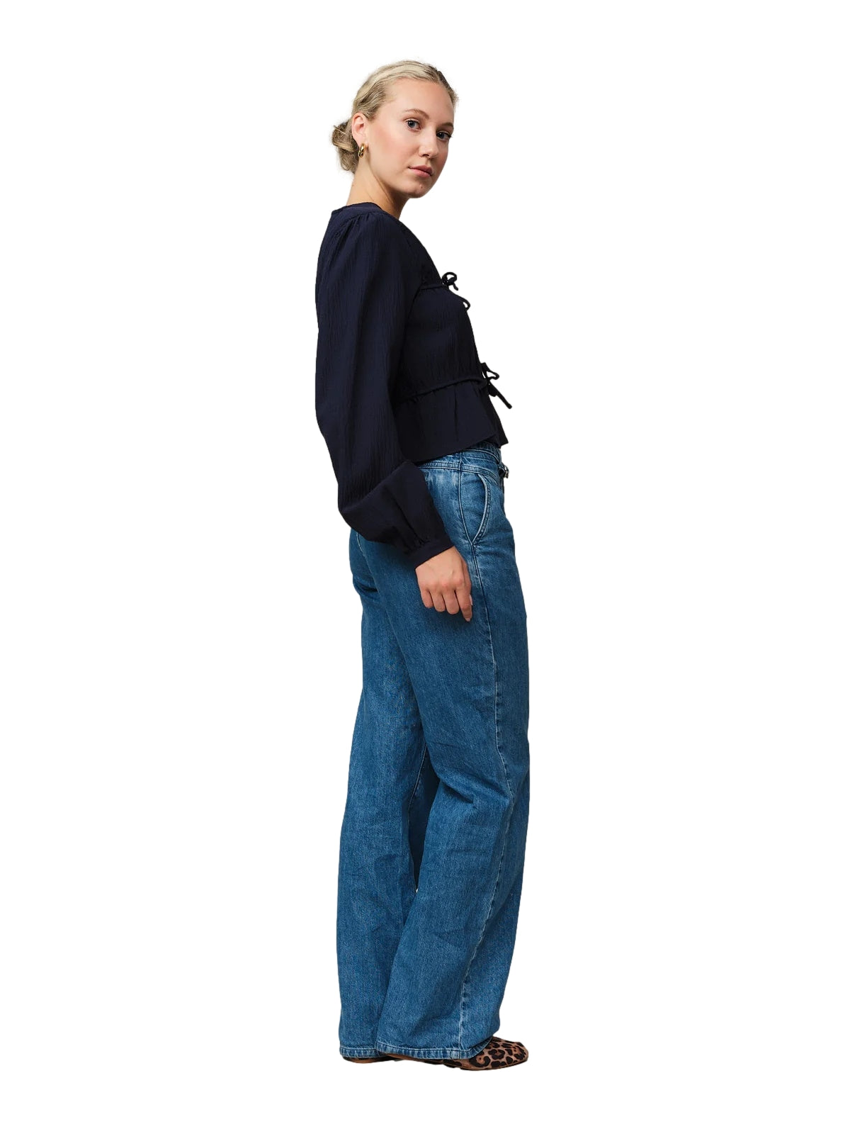 Once Untold Mercer String Blouse Skjorte Marine