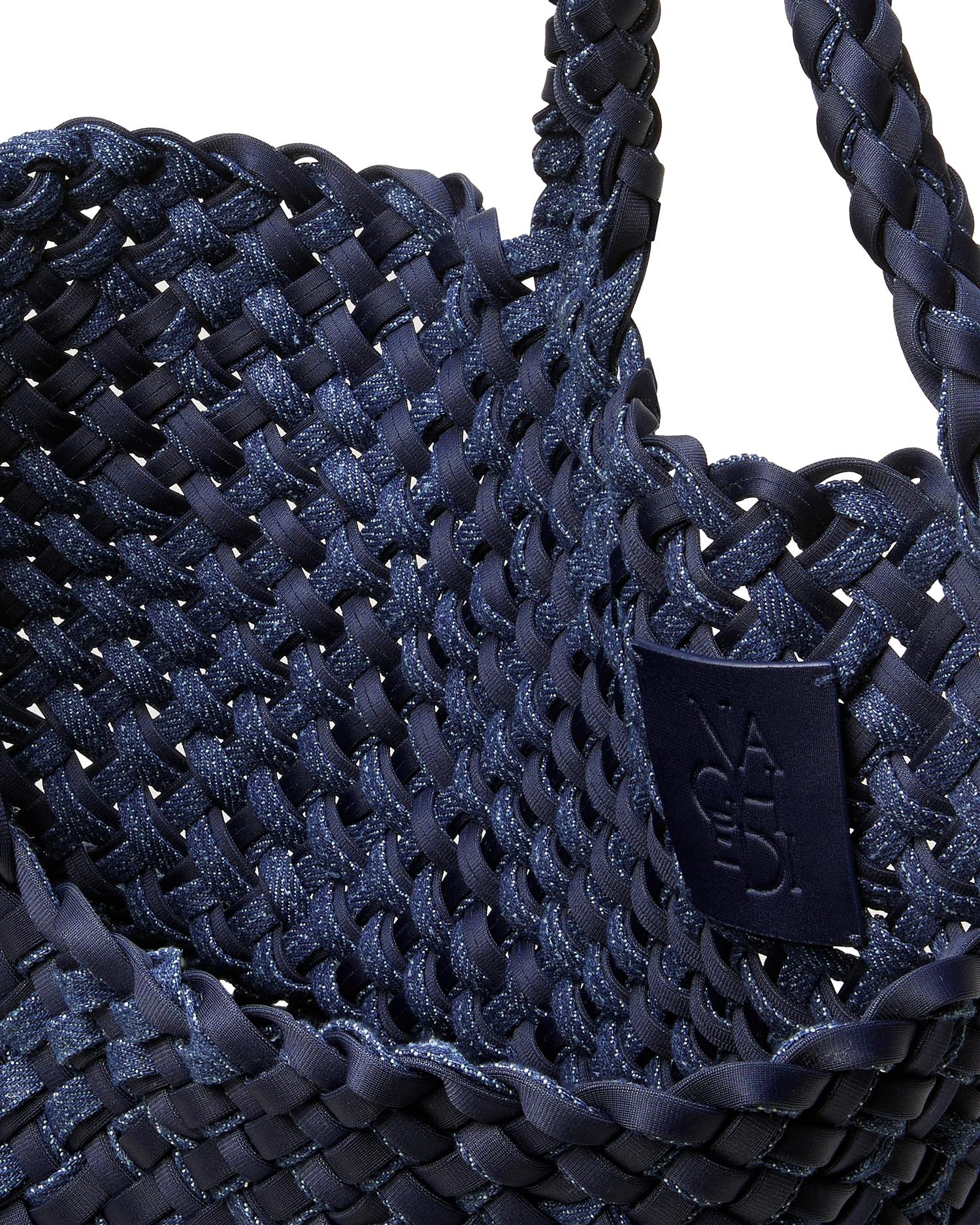 Naghedi St. Barths Medium Tote Double Weave Indigo Veske Mørk Blå Melert - modostore.no