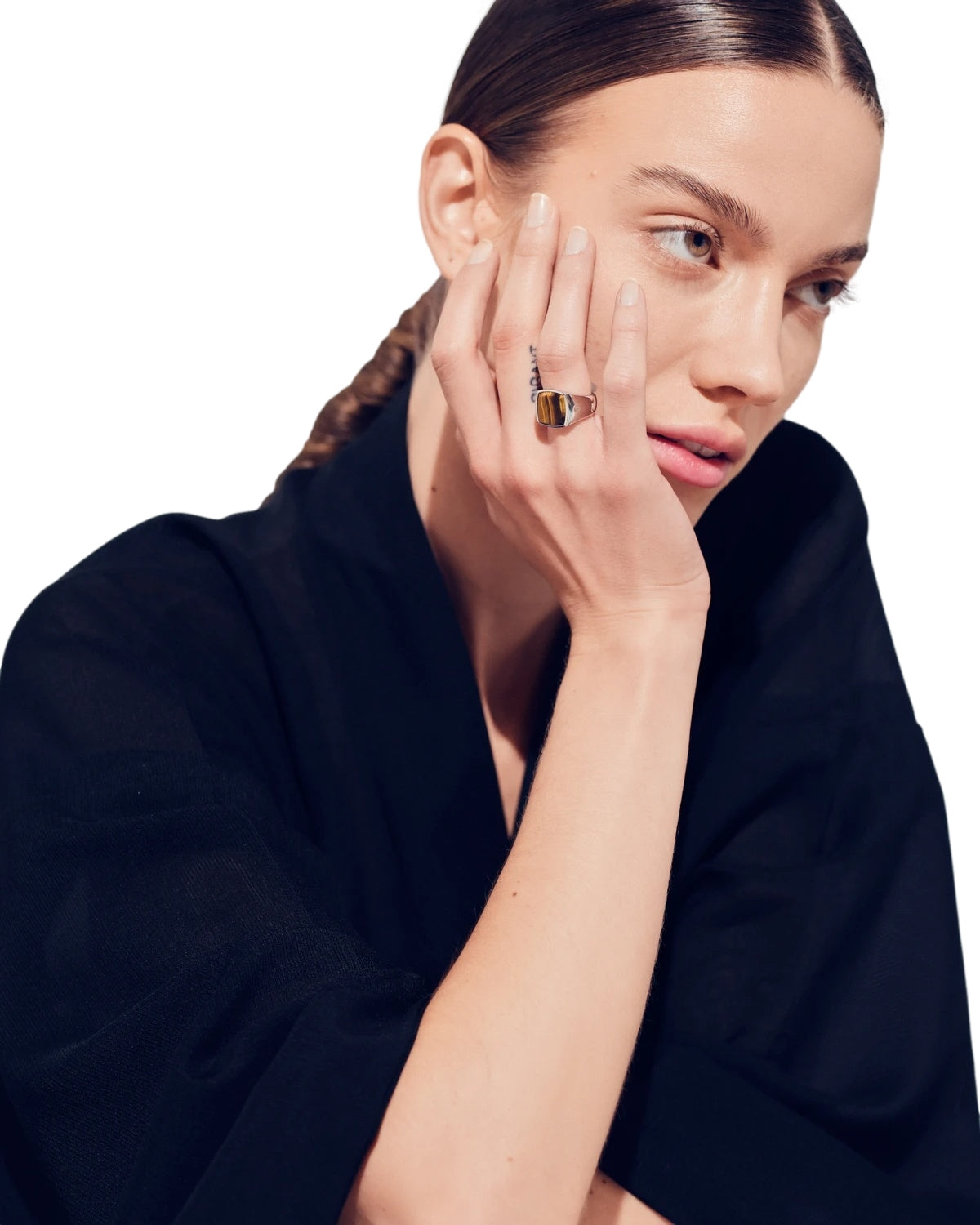 Tom Wood Cushion Tiger Eye Ring Sølv - modostore.no