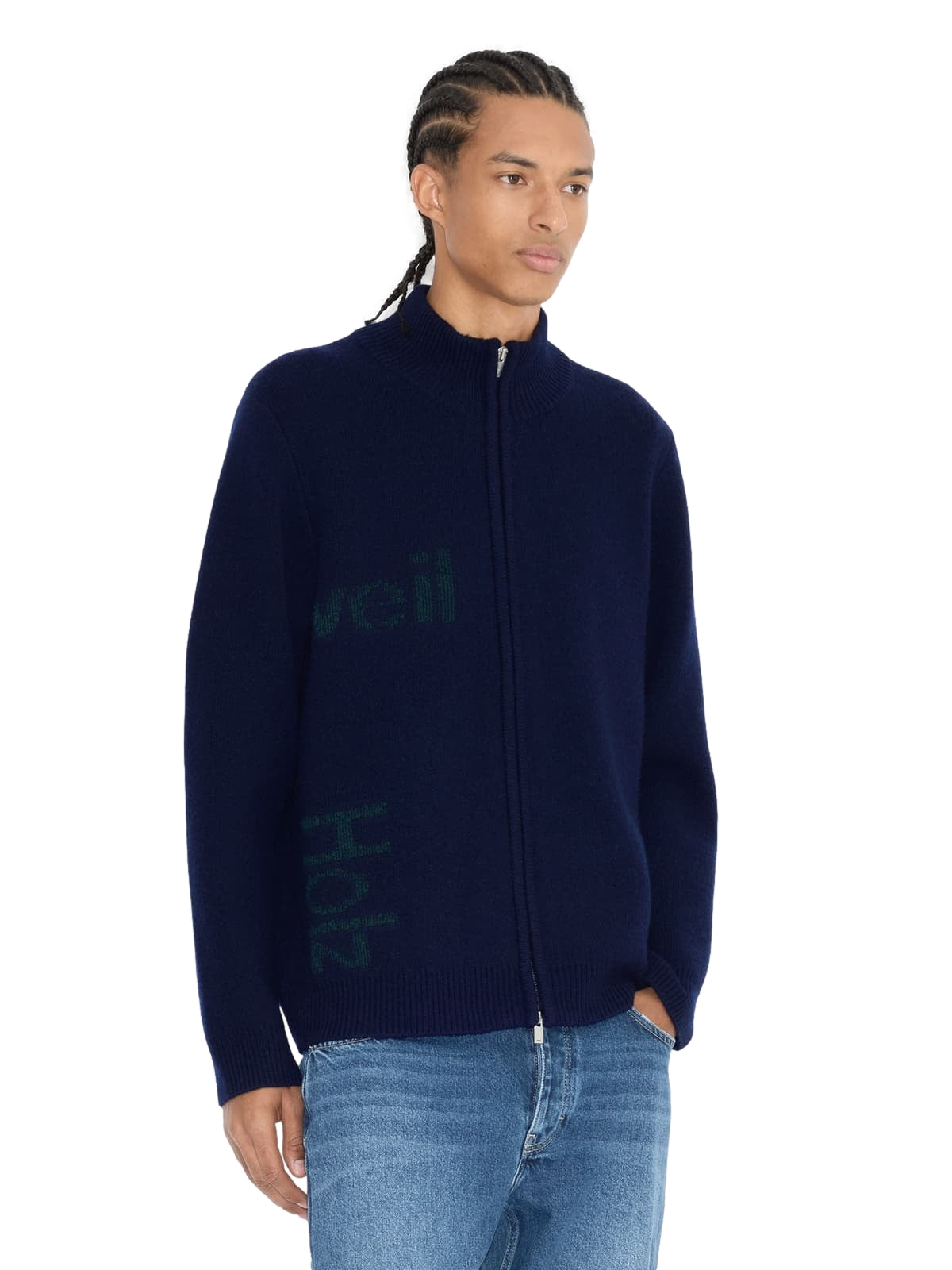 Holzweiler Haza Logo Zip-Up Cardigan Cardigan Marine