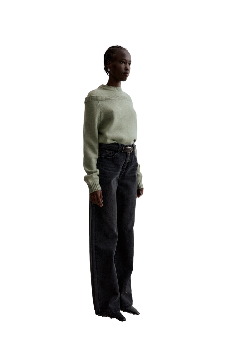 Viktoria Chan Atlas doubled neck knit Genser Lysegrønn