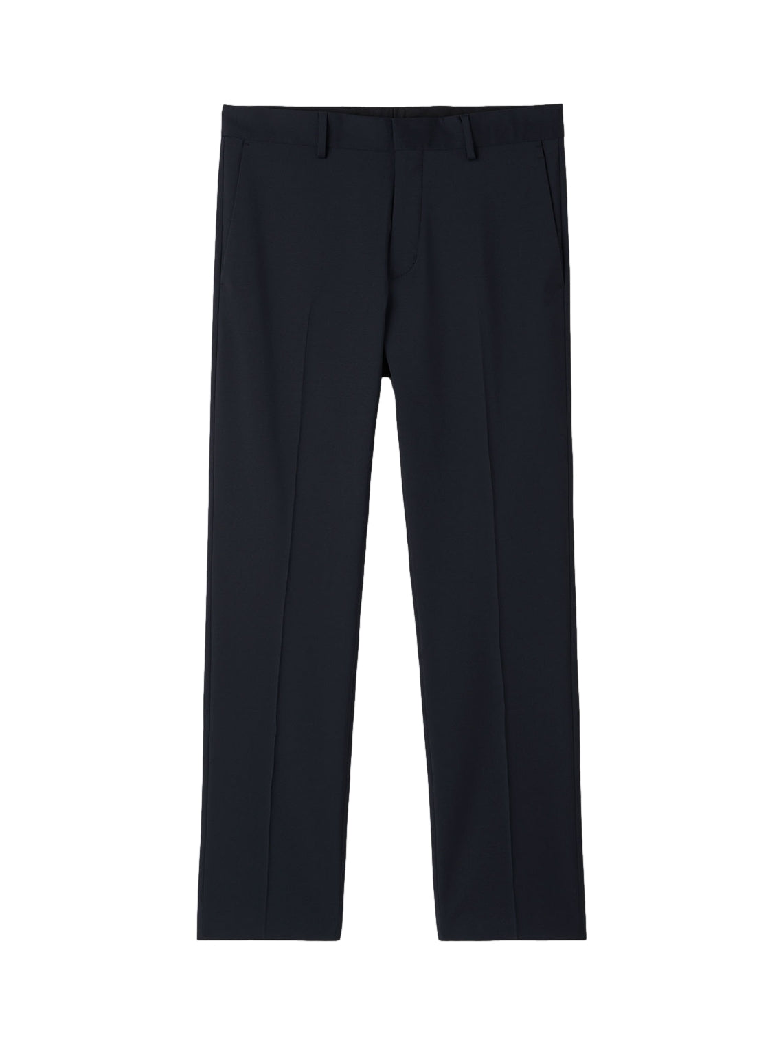 Navy Tiger of Sweden Tenses Travel Dressbukse i rette snitt, vises på modell med fokus på passform og stoffdetaljer