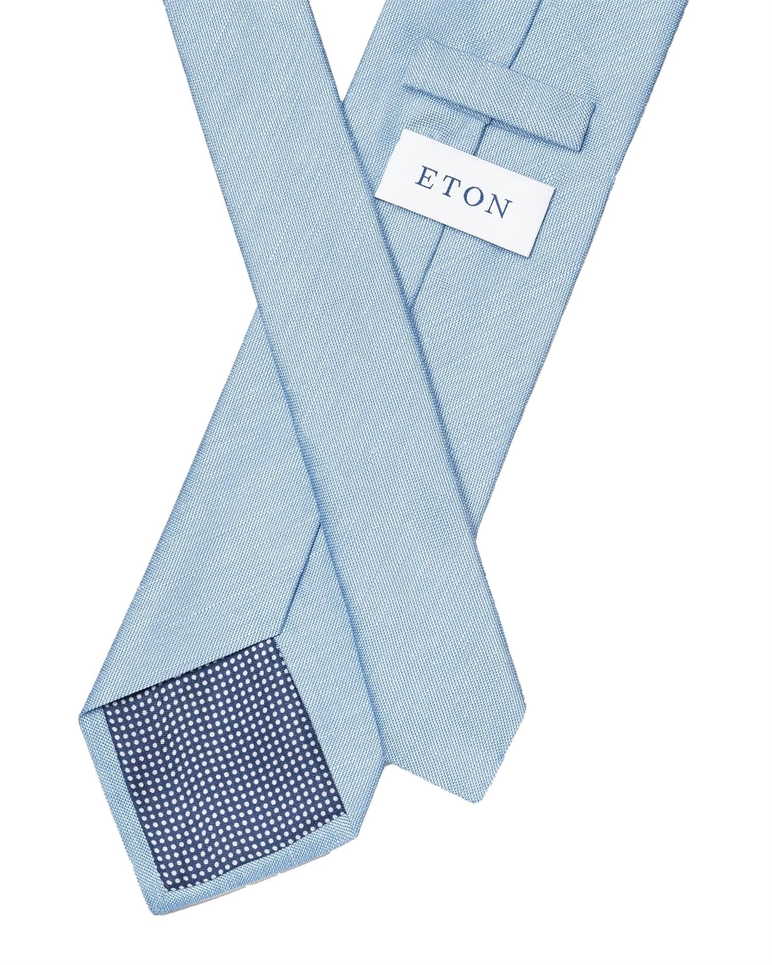 Eton Solid Silk Linen Tie Slips Lyseblå - modostore.no