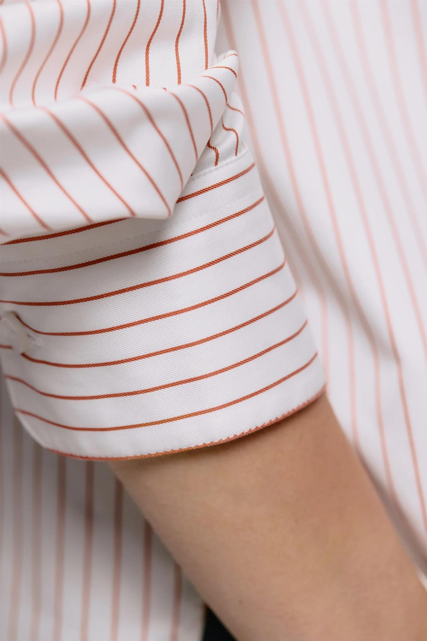 Julie Josephine Edwina Shirt Skjorte Stripet Oransje - modostore.no