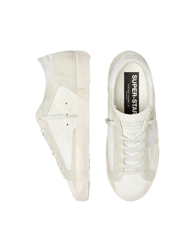 Golden Goose Superstar Suede Crystal Star/Shimmer Heel Sko Hvit Og Sølv - modostore.no