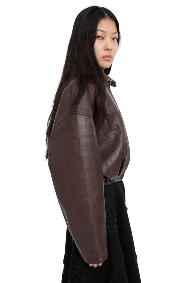 ROTATE Bonded Leather Jacket Kjole Mørkebrun