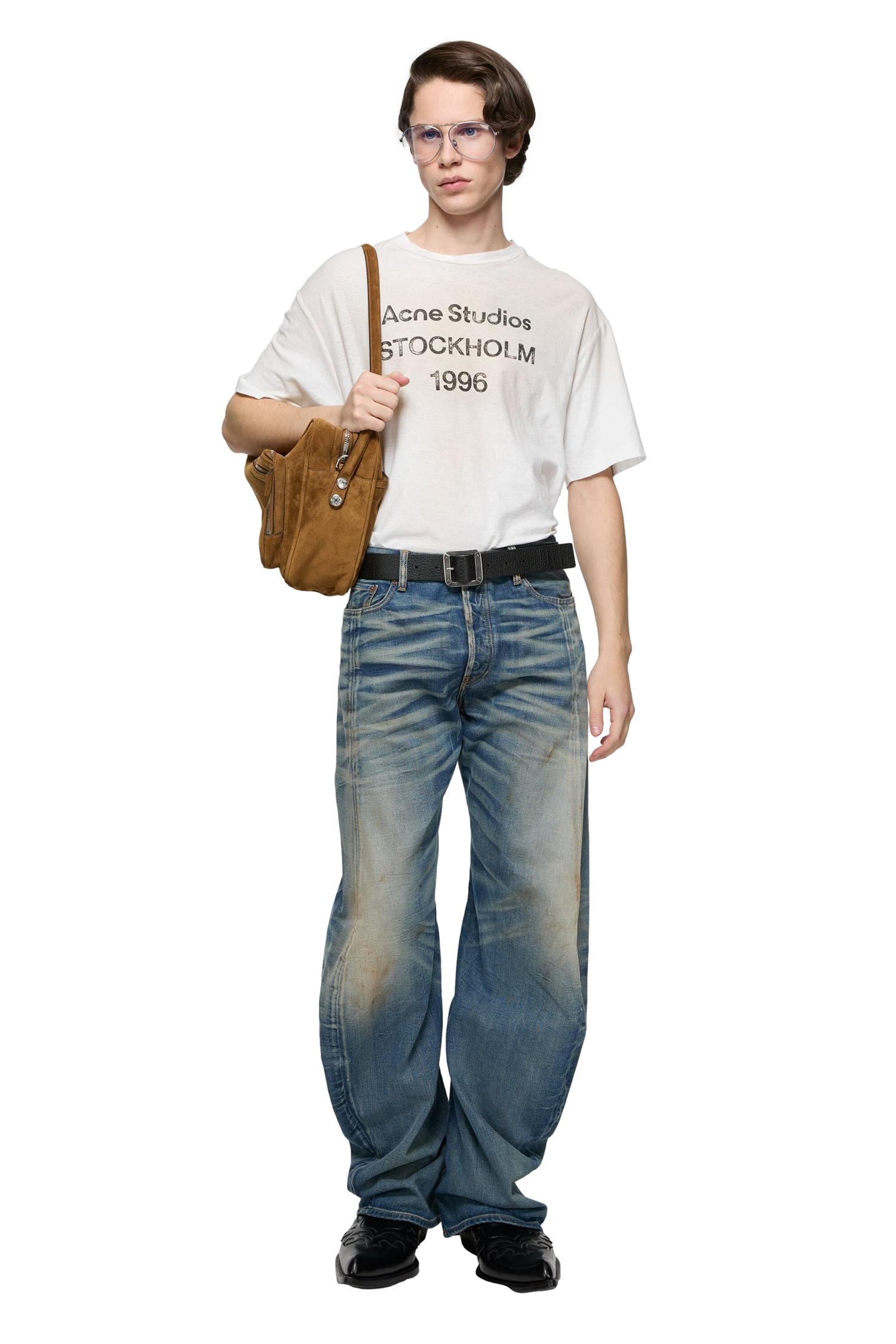 Acne Sprayed Logo T-Shirt T-shirt Melkehvit