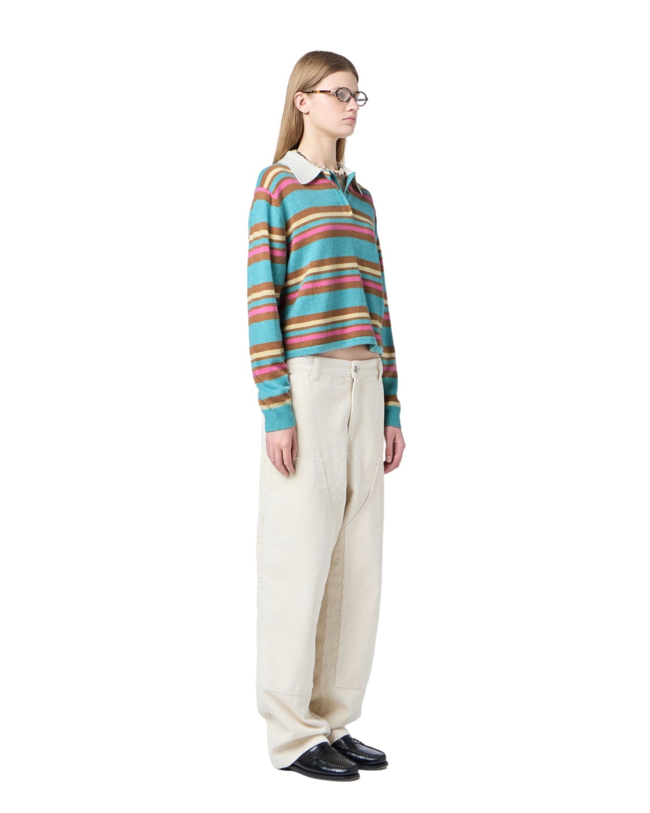 Guest In Residence Cropped Stripe Rugby Genser Turkis Mønster - modostore.no