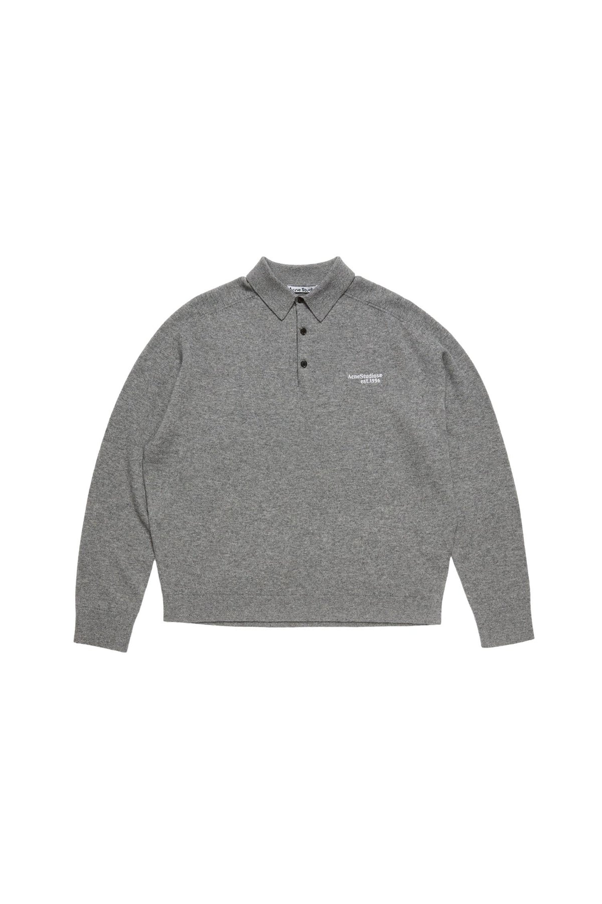Acne Wool Knit Polo Genser Grå