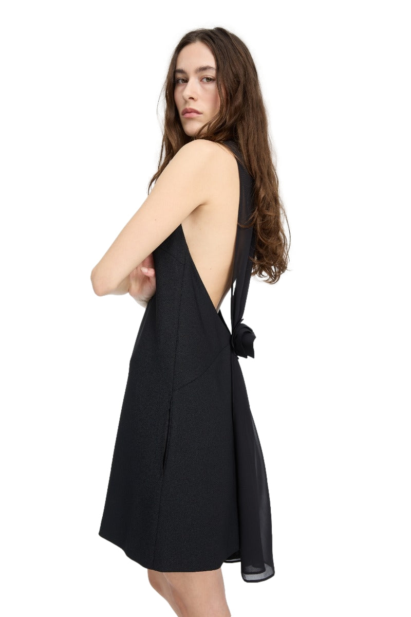 ROTATE Crepe Mini A-Line Dress Kjole Sort