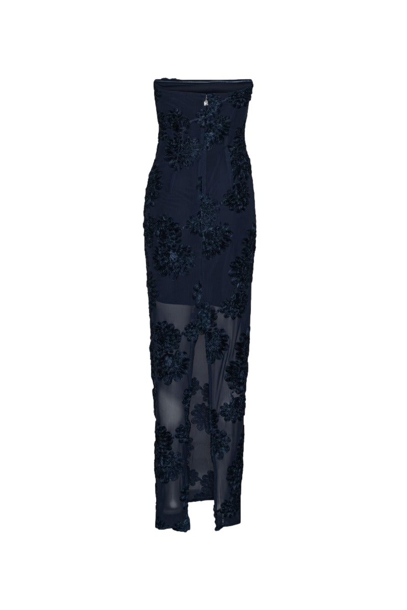 ROTATE 3D Mesh Maxi Dress Kjole Mørkeblå