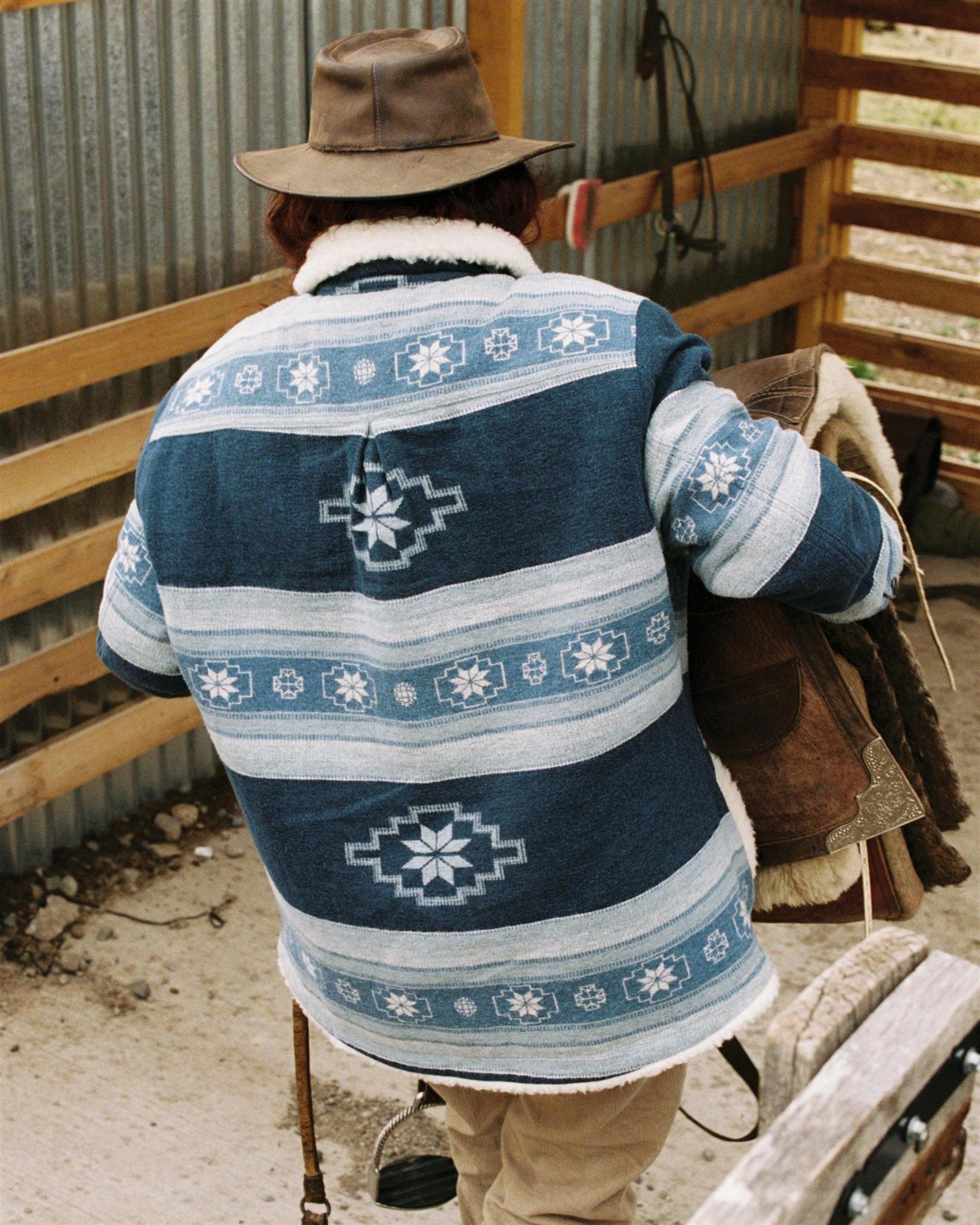 Amundsen Harvester Åkle Overshirt Jakke Blå Mønster