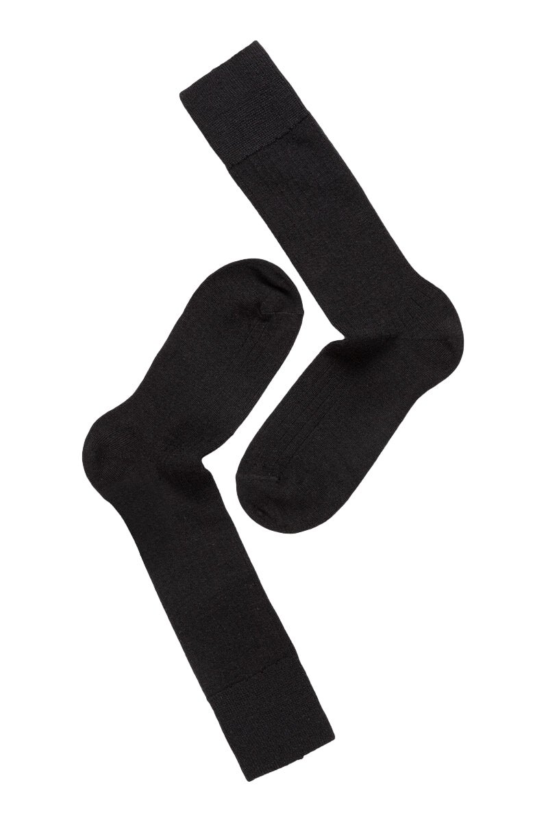 Panos Emporio 2 PK Calle Premium Mercerized Wool Rib Sokker Sort - modostore.no