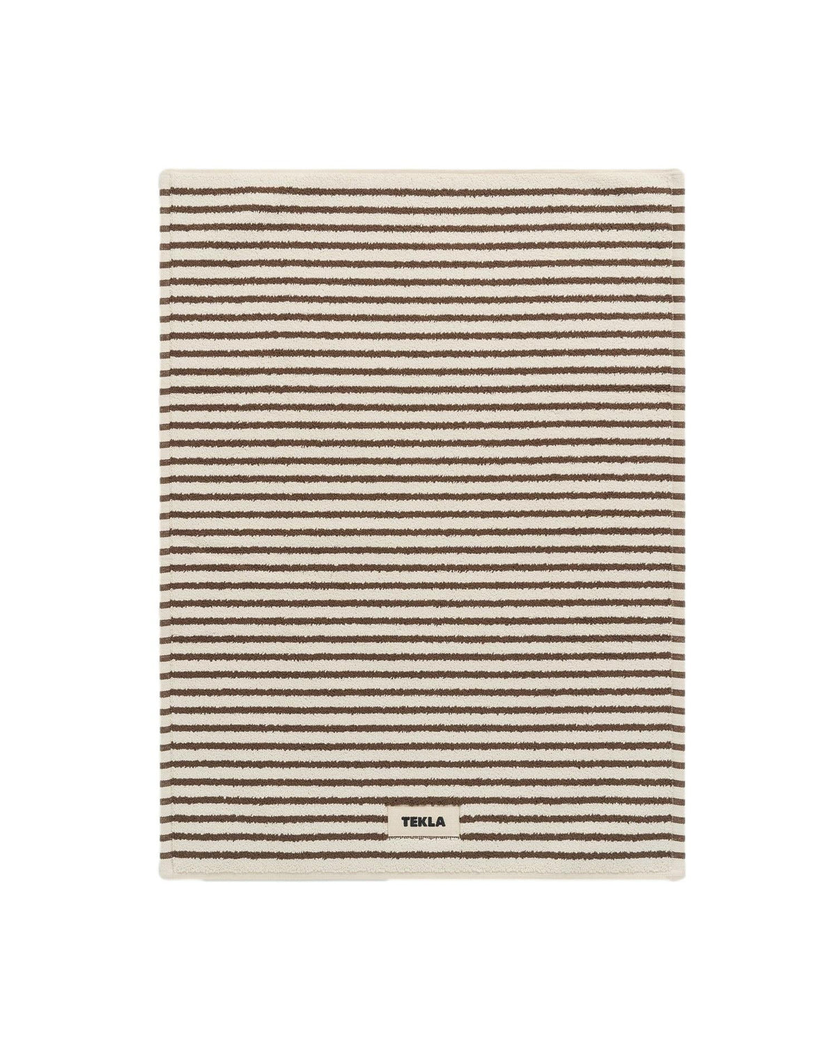 Tekla Terry Bath Mat Kodiak Stripes Badematte Hvit Og Brun
