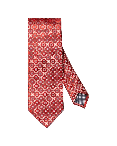 Eton Medallion Woven Silk Tie Slips Rødt Mønster