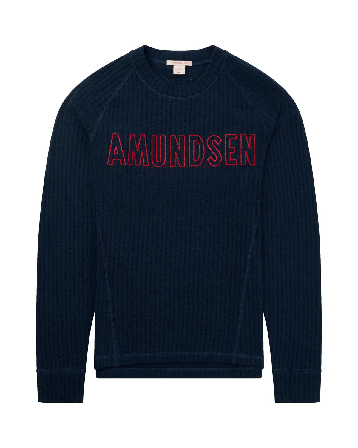 Amundsen Hero's Hide ullundertøy i mørkeblå med rund hals, komfortabel og varm underkledning for menn.