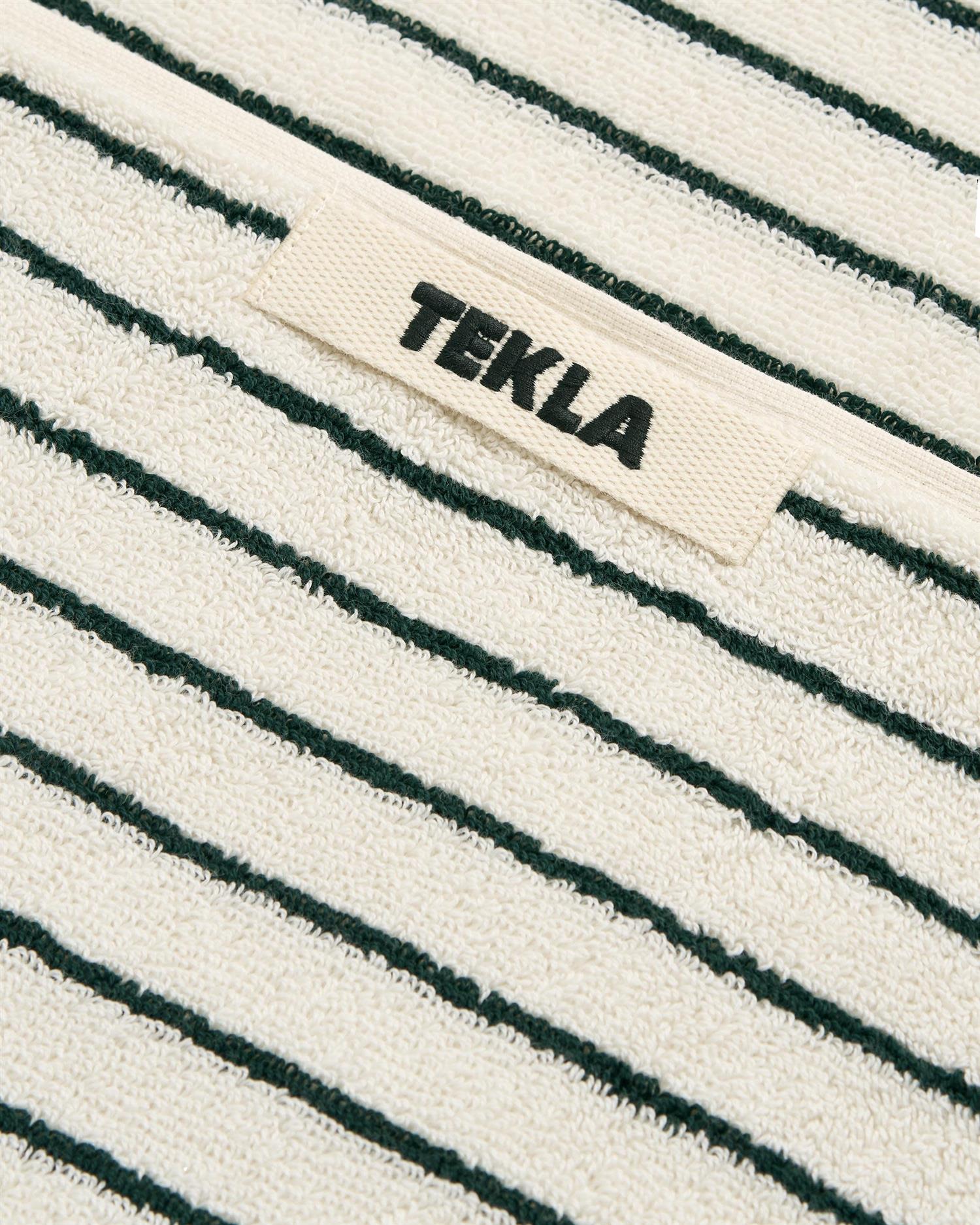 Tekla Terry Towel Washcloth (30x30cm) Racing Green Stripes Håndkle Hvit Og Grønn