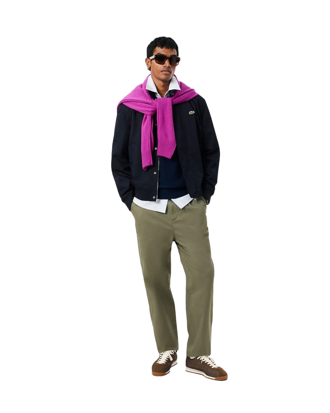 Lacoste Classic Fit Long Sleeved Knitted Polo Shirt Genser Navy