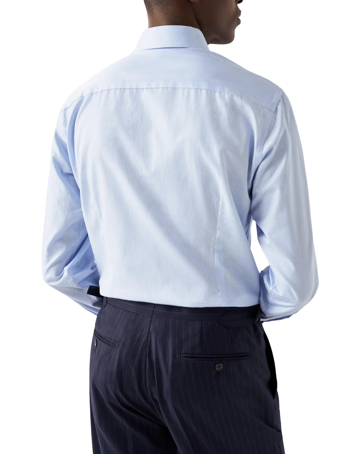 Eton Fine Stripe Signature Twill Shirt Skjorte Lyseblå Striper - modostore.no