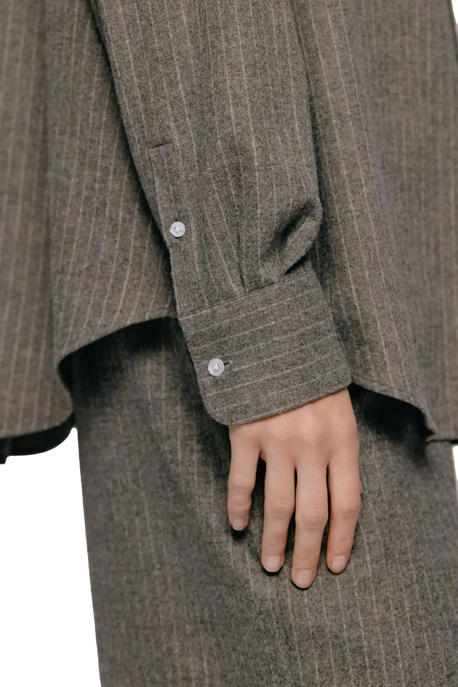 Julie Josephine Sophie Wool Blend Shirt Skjorte Gråbrun - modostore.no