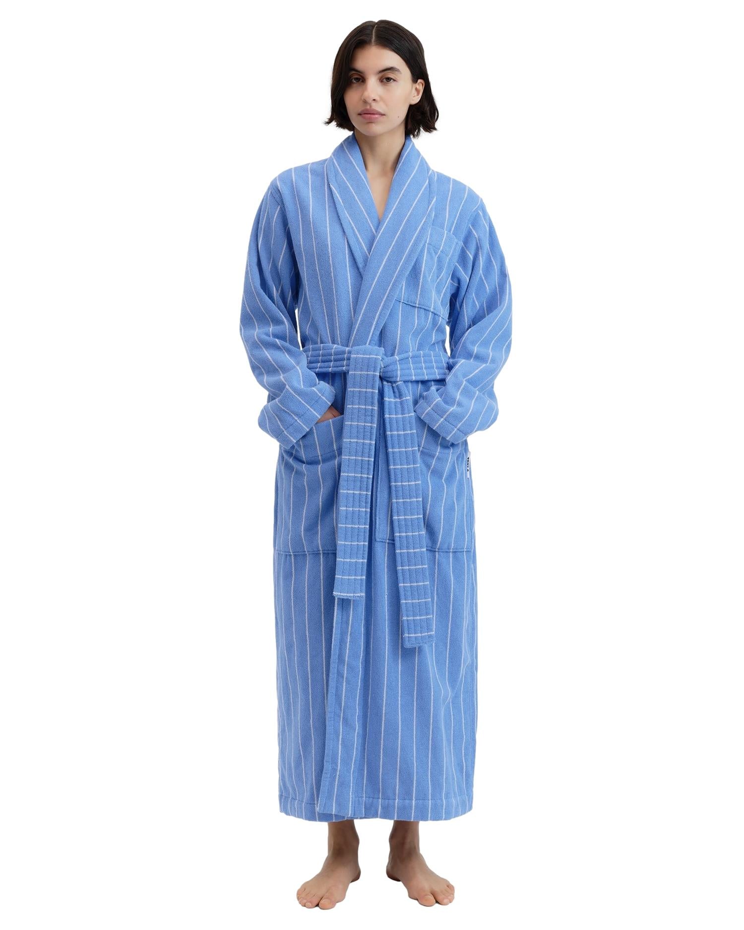 Tekla Terry Classic Bathrobe Marseille Undertøy Morgenkåpe Blå