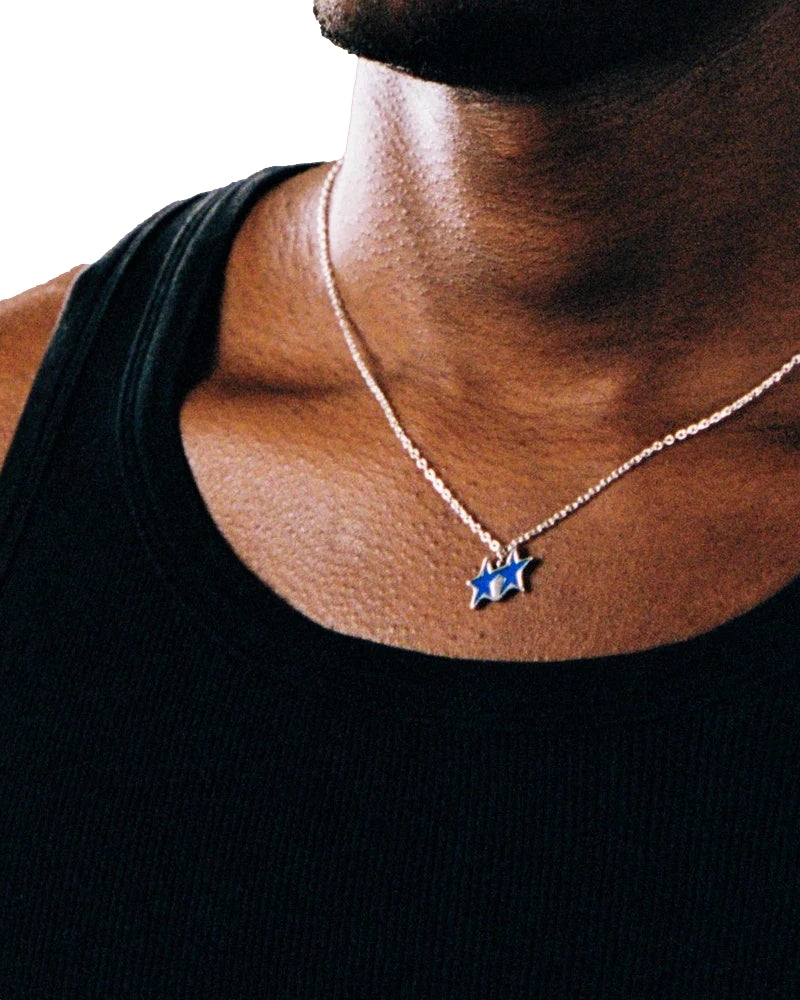TwoJeys Tilted Enameled Necklace Smykke Sølv / Blå - modostore.no