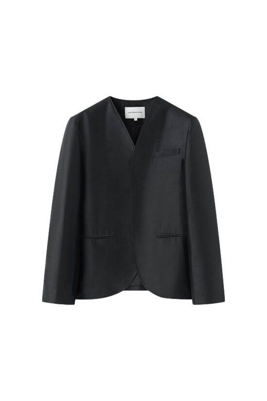 Viktoria Chan Asti Wool Silk Blazer Blazer Sort - modostore.no