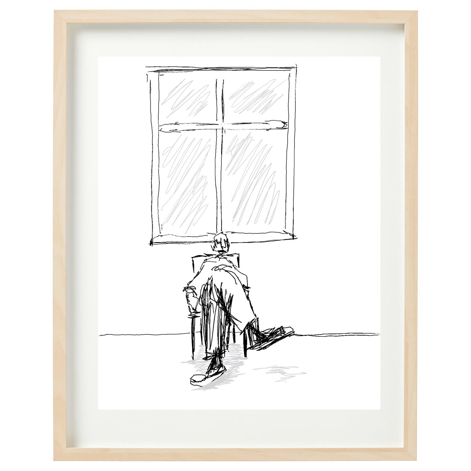 Ole-Kristian Joki Haukeberg kunstverk "Vindu A4" i hvit, abstrakt kunst på lerret.