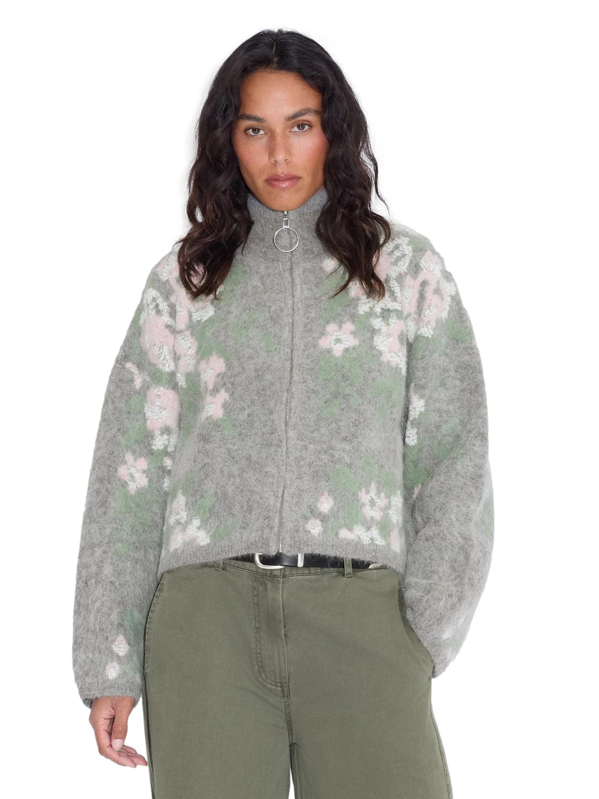 Holzweiler Tine Floral Cardigan Cardigan Grå Mønster