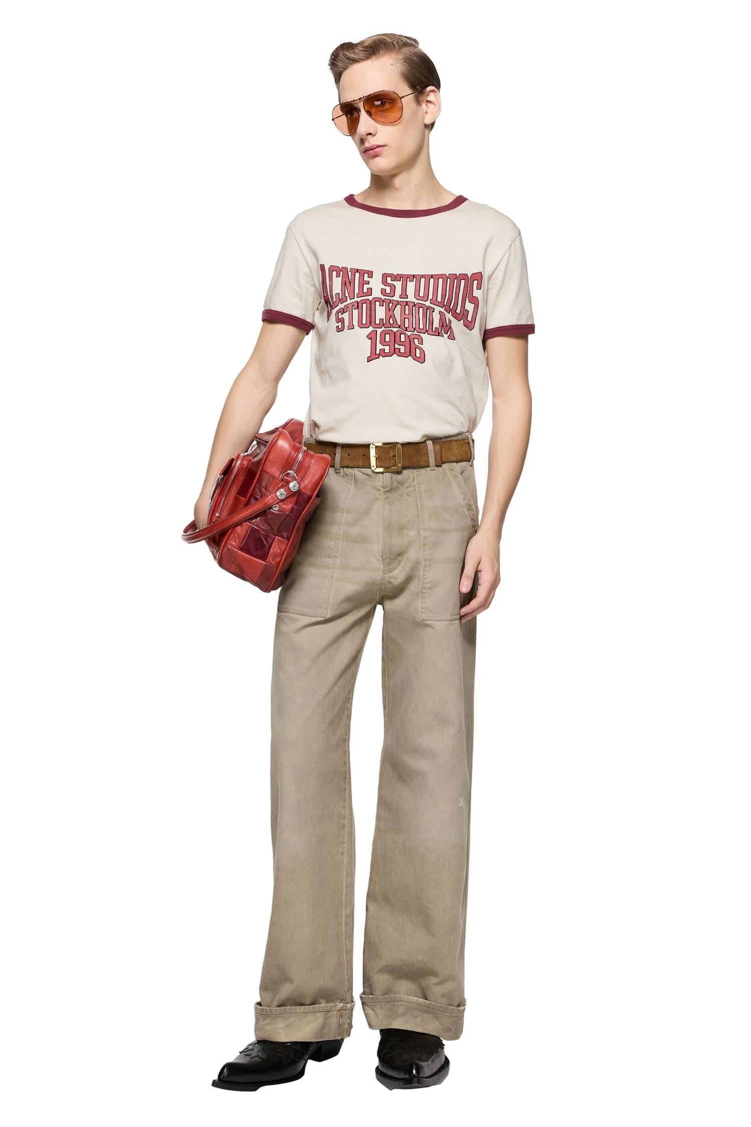 Acne Graphic T-Shirt T-shirt Beige Og Rød