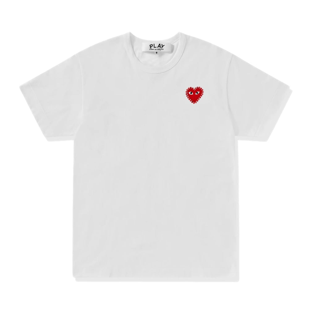 Comme des Garcons Play T-shirt Rhinstone Emblem Heart T-shirt Hvit