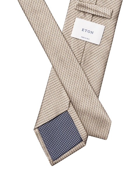 Eton Micro Woven Cotton Silk Tie Slips Beige