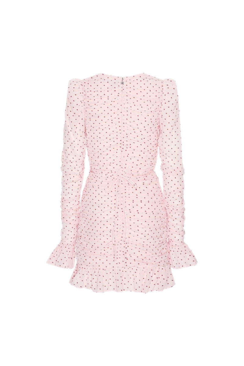 ROTATE Mini Ruched Dress Kjole Rosa Mønster