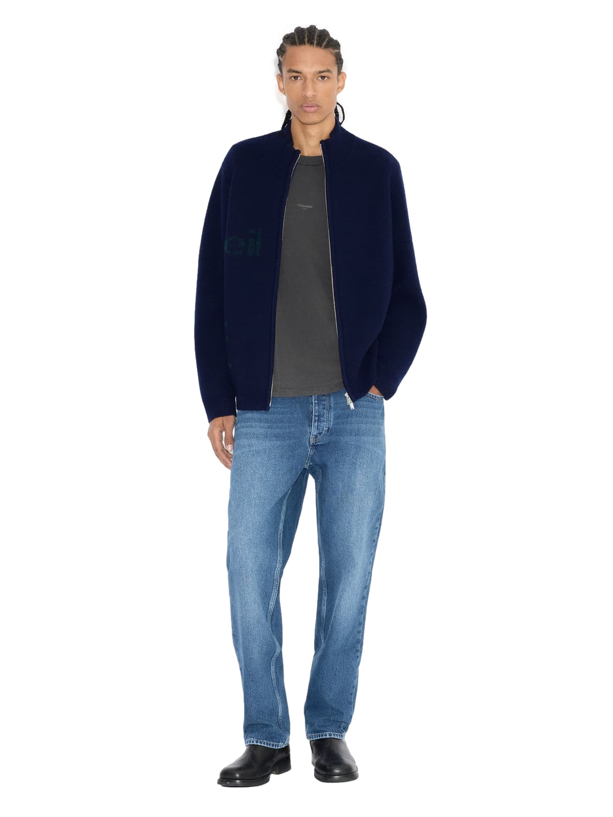 Holzweiler Haza Logo Zip-Up Cardigan Cardigan Marine