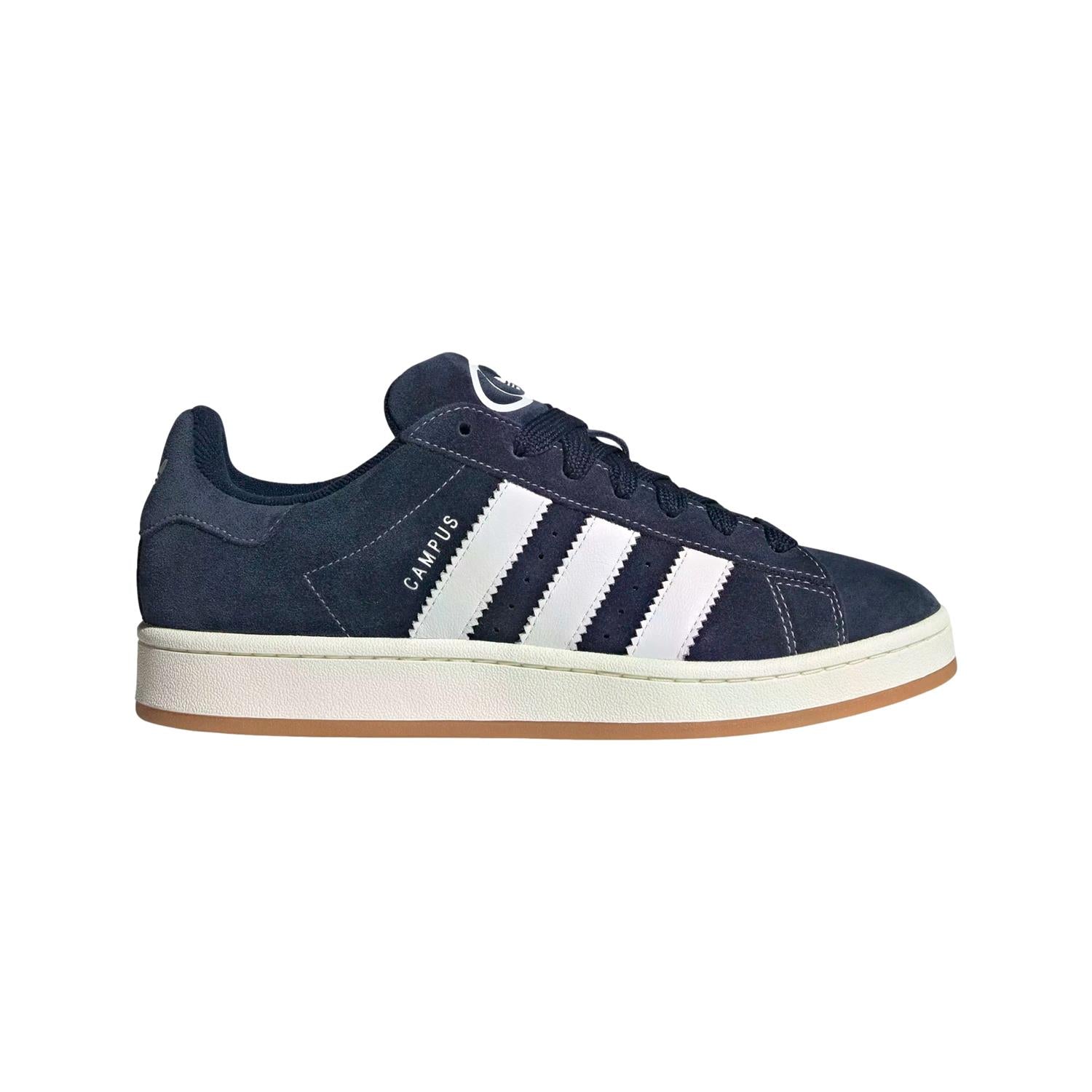 Adidas Campus 00s juniorsko i navyblå med hvite detaljer, komfortabel og stilfull for ungdom.