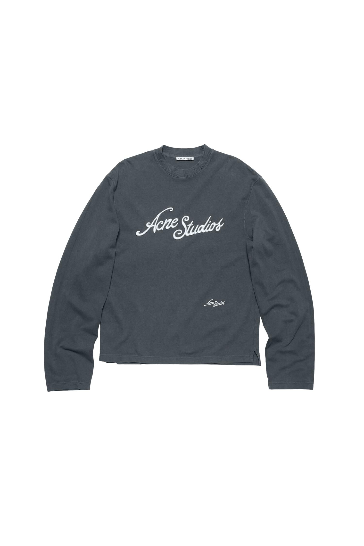 Acne T-shirt Logo - Relaxed Fit Genser Marine - modostore.no