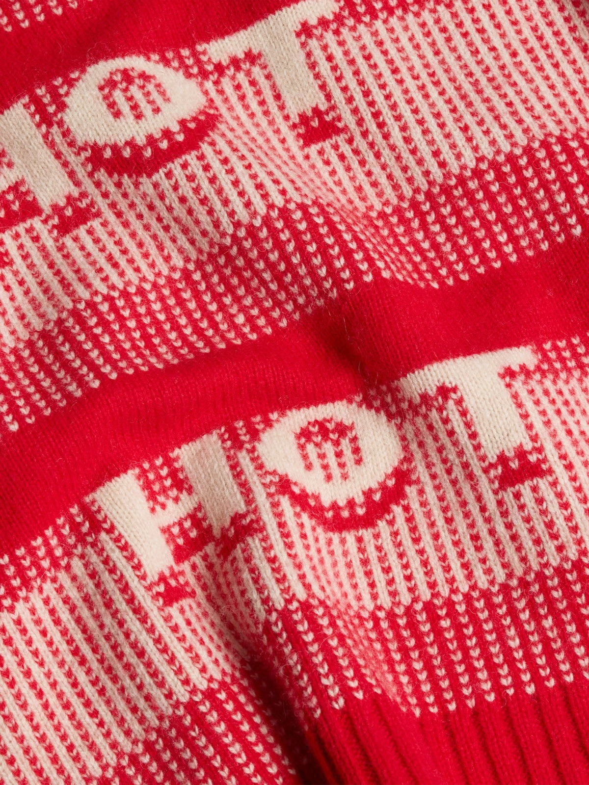 Holzweiler Hot Cropped Crew Genser Rødt Mønster - modostore.no