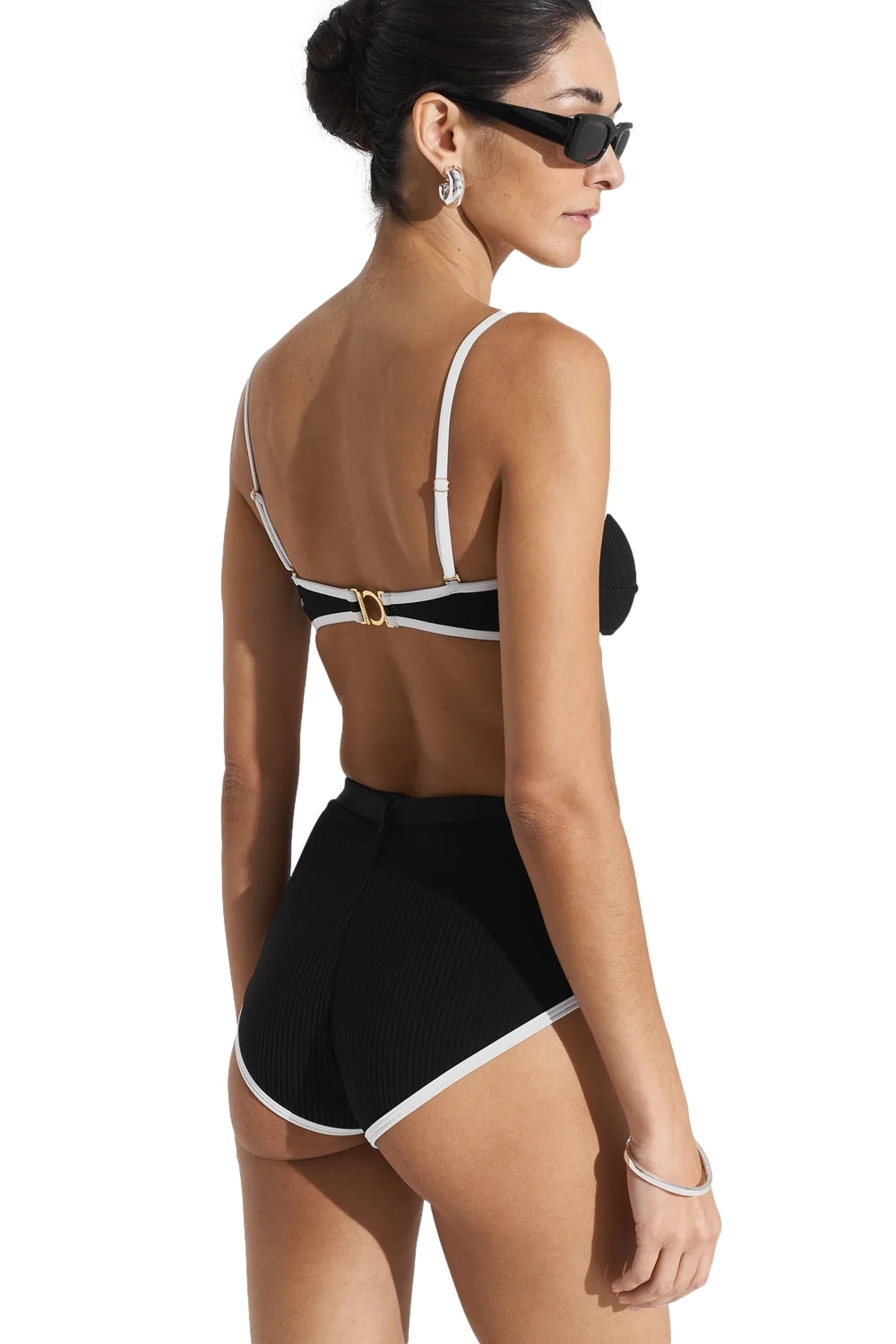 Seaquelle Ribbed Bikini Top Badetøy Sort Og Hvit - modostore.no