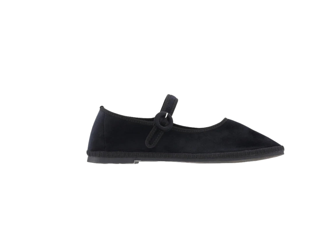 Yori Jomo Mary Jane Flats Velluto Nero Sko Sort