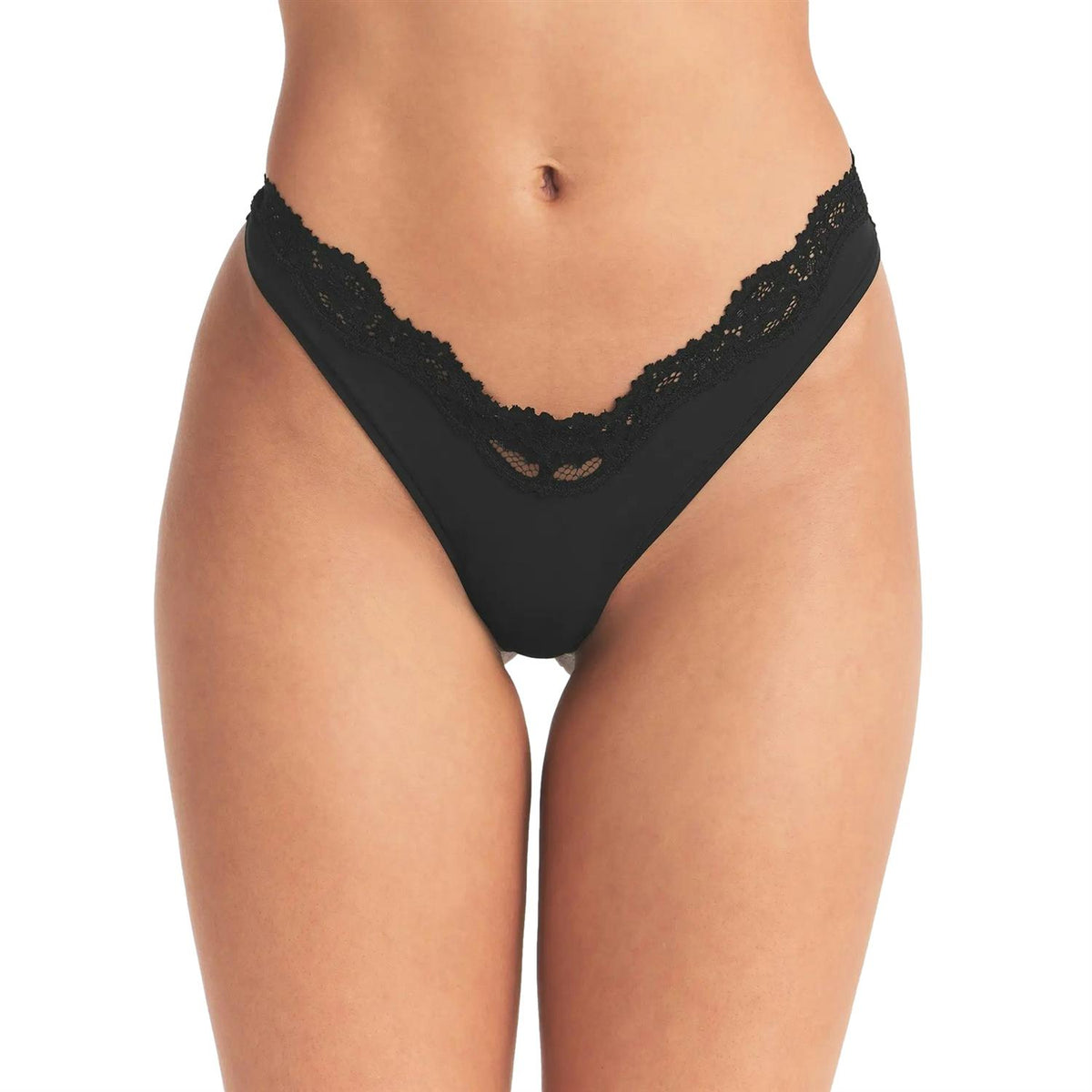 SKIMS Fits Everybody Lace Dipped Thong Onyx Undertøy Sort