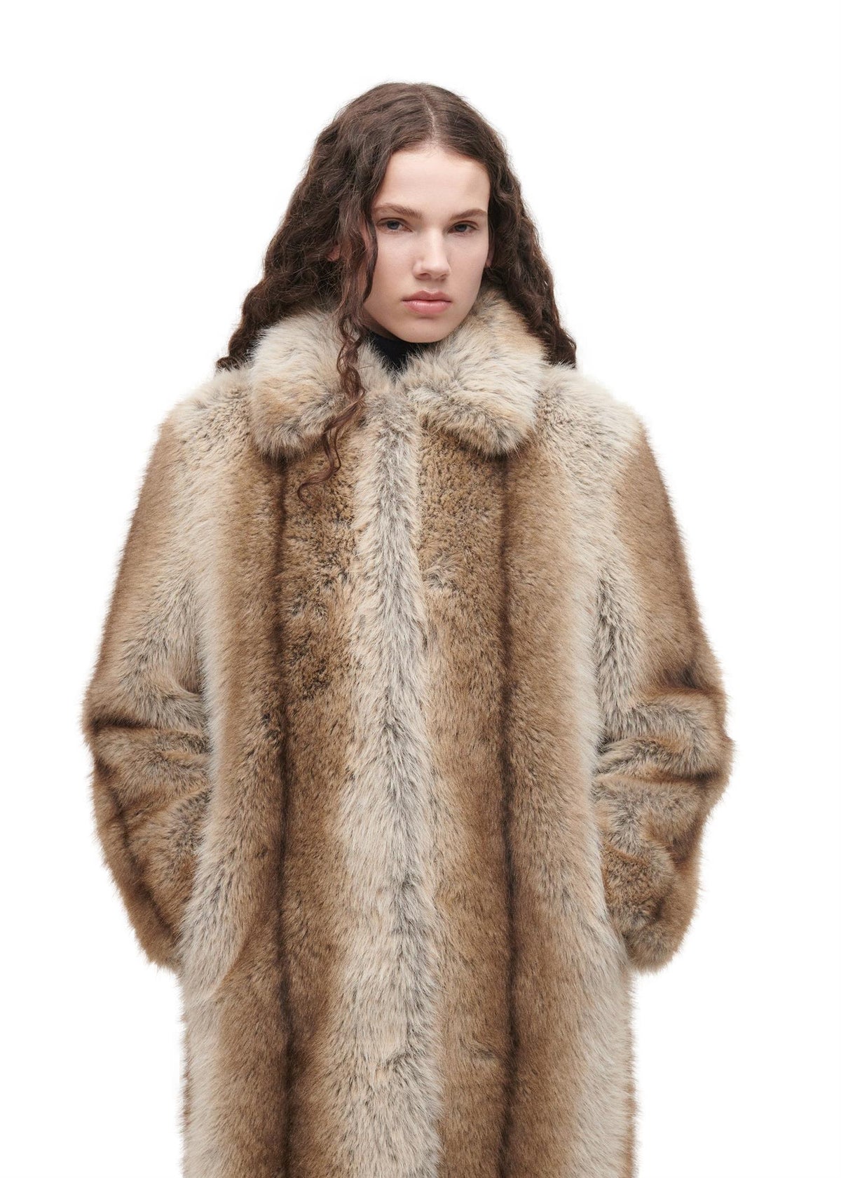 Studio AR Scarlet Faux Fox Jakke Brun/Beige
