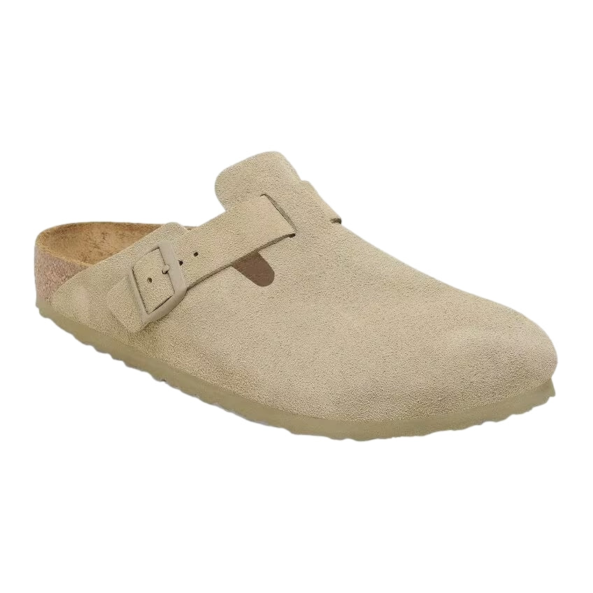 Birkenstock Boston Suede Narrow Faded Khaki Sko Khaki