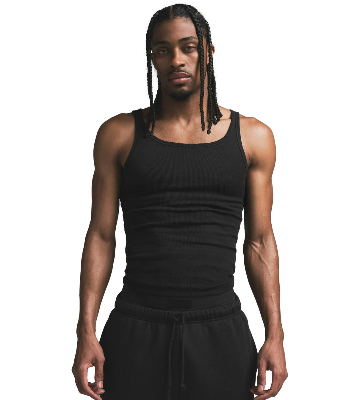 Svart SKIMS bomulls-ribbesinglet i pakke med tre, myk og komfortabel singlet for hverdagsbruk.