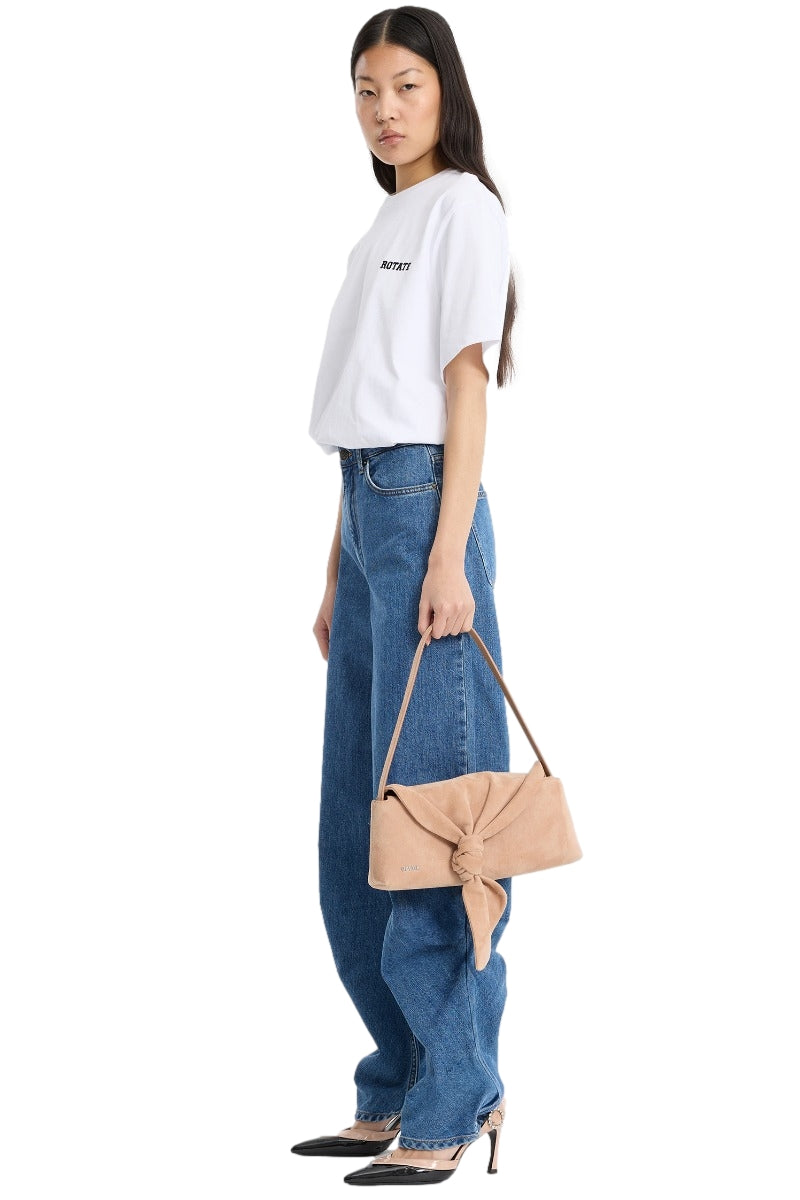 ROTATE Jersey Oversized T-Shirt Topp Hvit