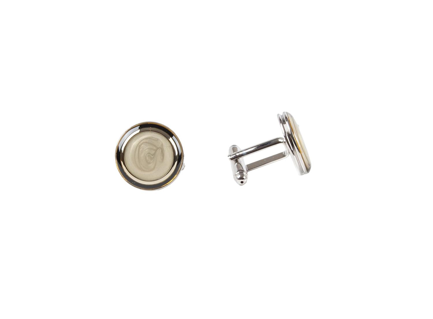 Manzini Cufflinks Mansjettknapper Hvit Og Sølv - modostore.no