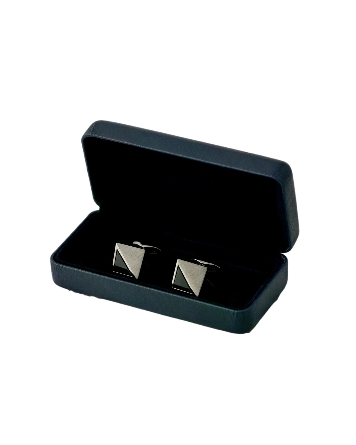 Eton Stone and Brass Cufflinks Mansjettknapper Sølv / Sort